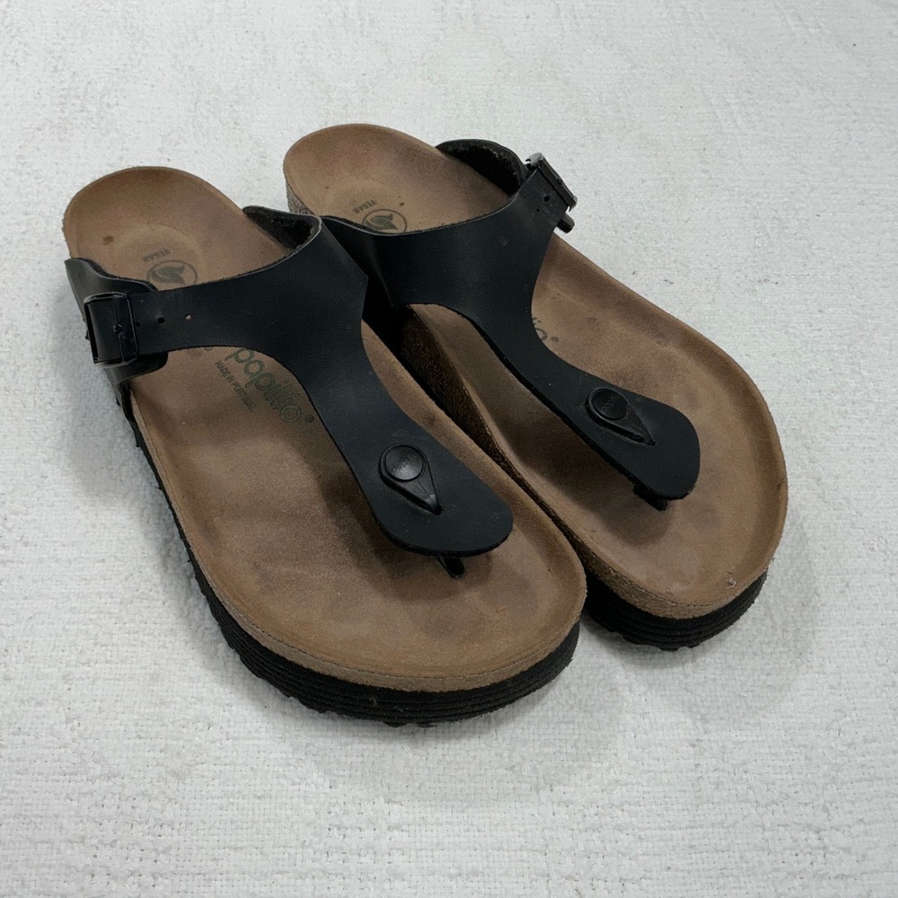 Papillio Birkenstock Gizeh Platform Sandals Black Vegan Women 40 US 9 L9 M7